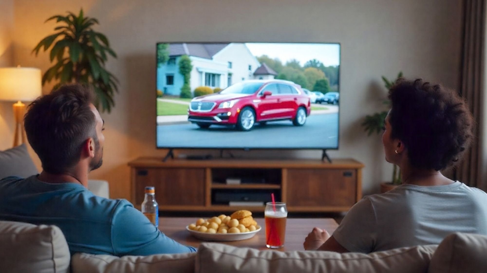 guys watching car ad